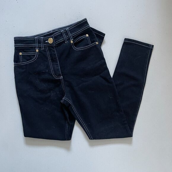 Balmain Paris Slim Straight Leg Denim Jeans Black Size 36 - Picture 1 of 9